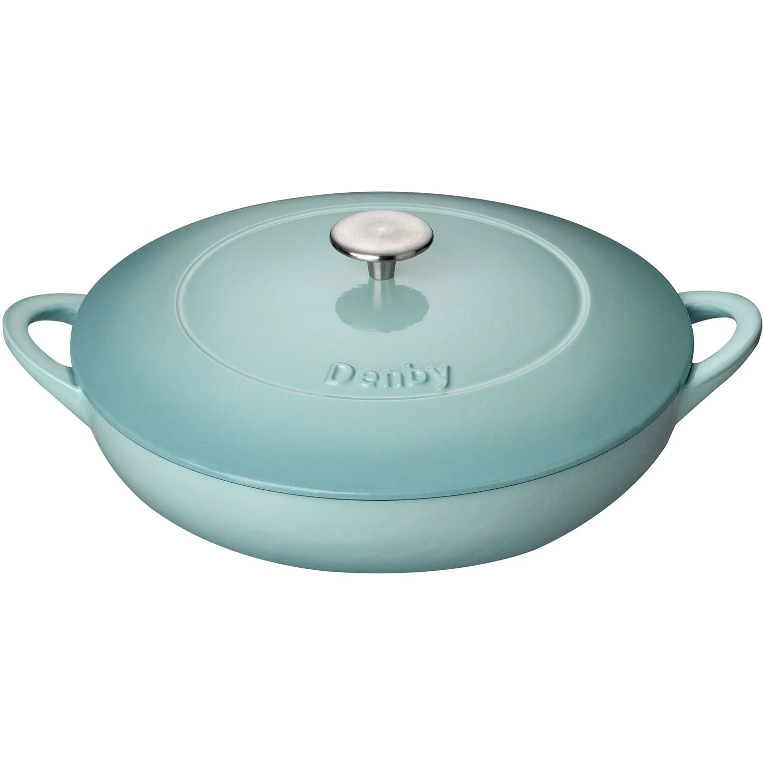 Denby Pavilion Gietijzeren Pot Oppervlakkig Ø30 Cm, Lichtblauw 3 Denby Pavilion Gietijzeren Pot Oppervlakkig Ø30 Cm, Lichtblauw
