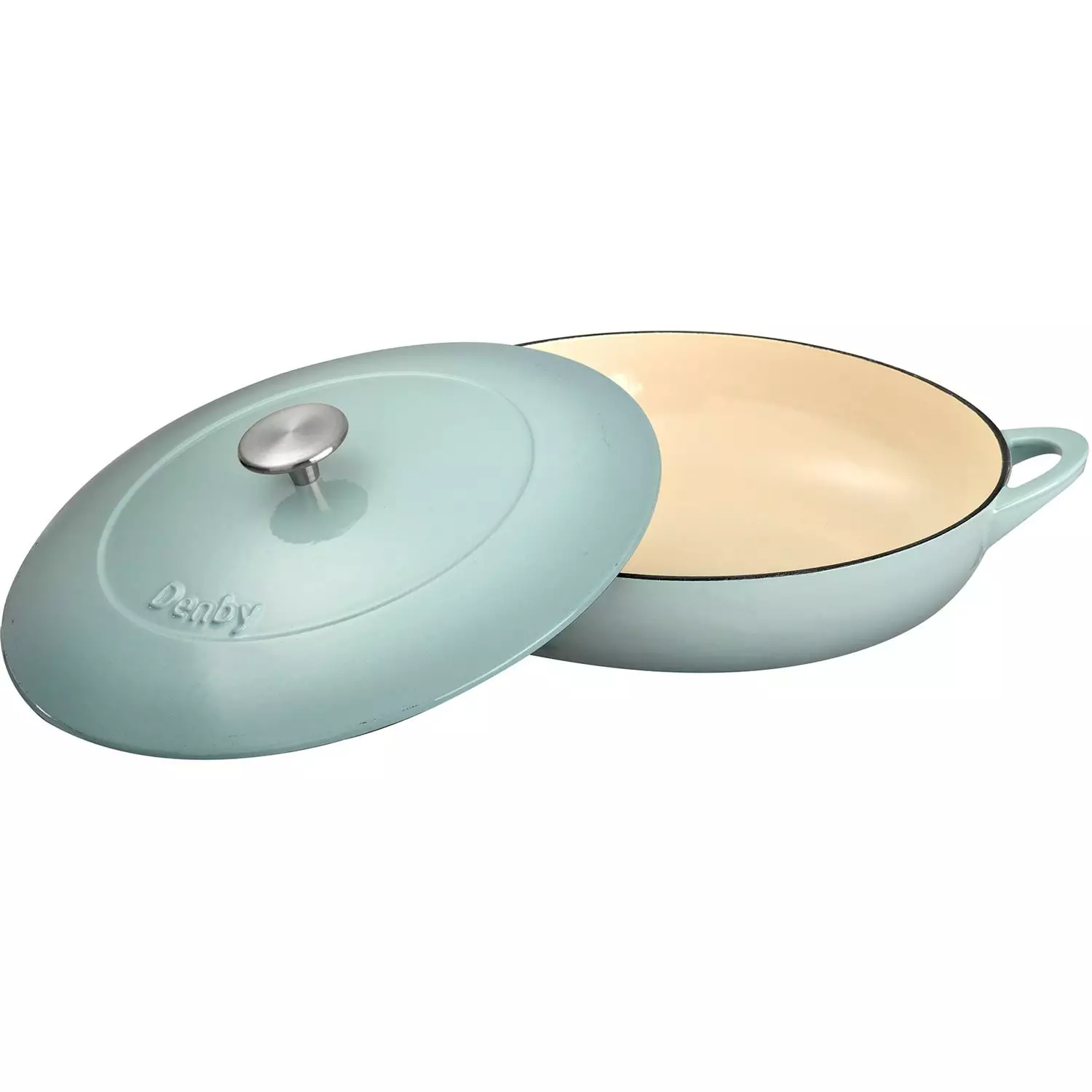 Denby Pavilion Gietijzeren Pot Oppervlakkig Ø30 Cm, Lichtblauw 5 Denby Pavilion Gietijzeren Pot Oppervlakkig Ø30 Cm, Lichtblauw - Afbeelding 3