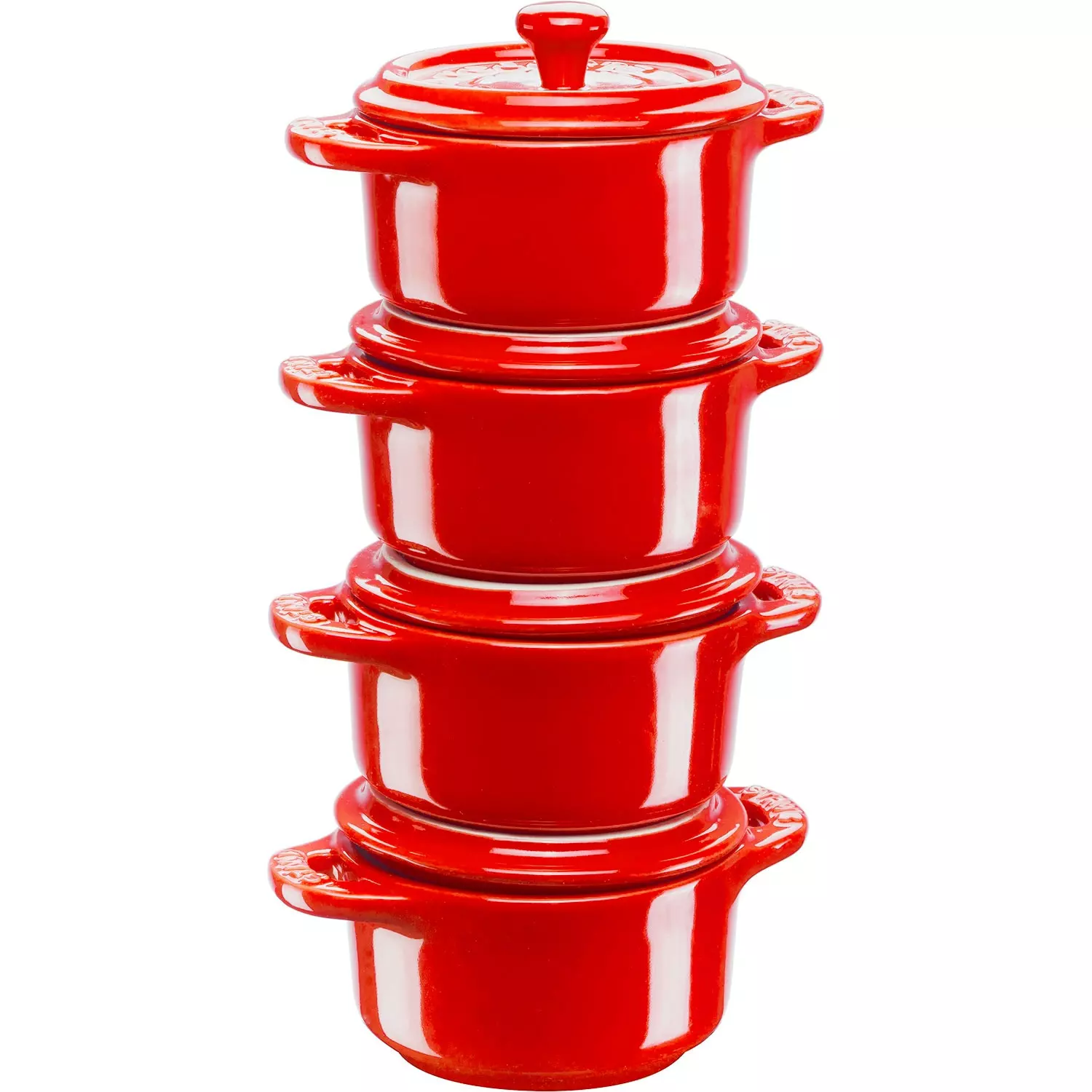 Staub Pottenset Mini Ø10 Pak Van 4, Cherry Red 3 Staub Pottenset Mini Ø10 Pak Van 4, Cherry Red