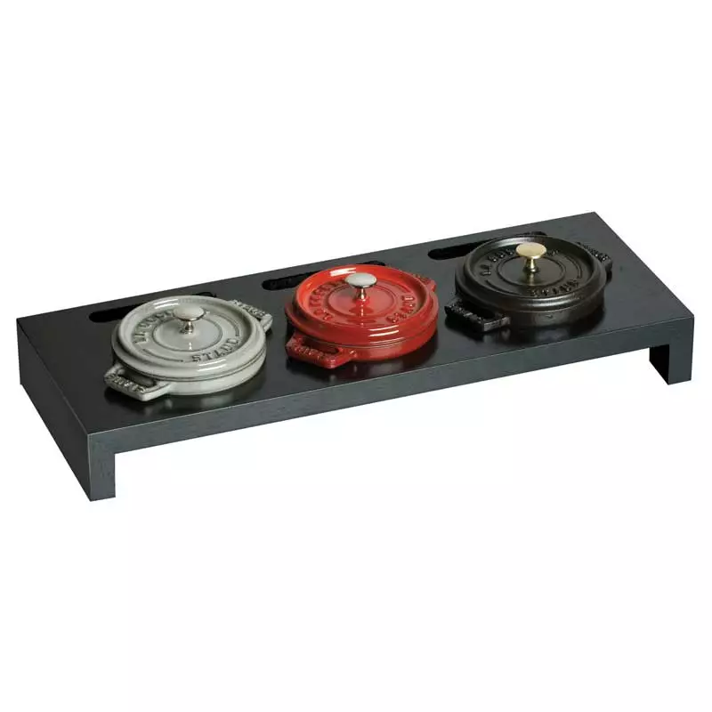 Staub Stand For 3 Round Mini Cocottes, Black Wood 3 Staub Stand For 3 Round Mini Cocottes, Black Wood